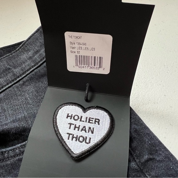 Mother Superior NWT The Tomcat Lies Lies Lies Size 32 Black Button Fly Jeans - Picture 9 of 13